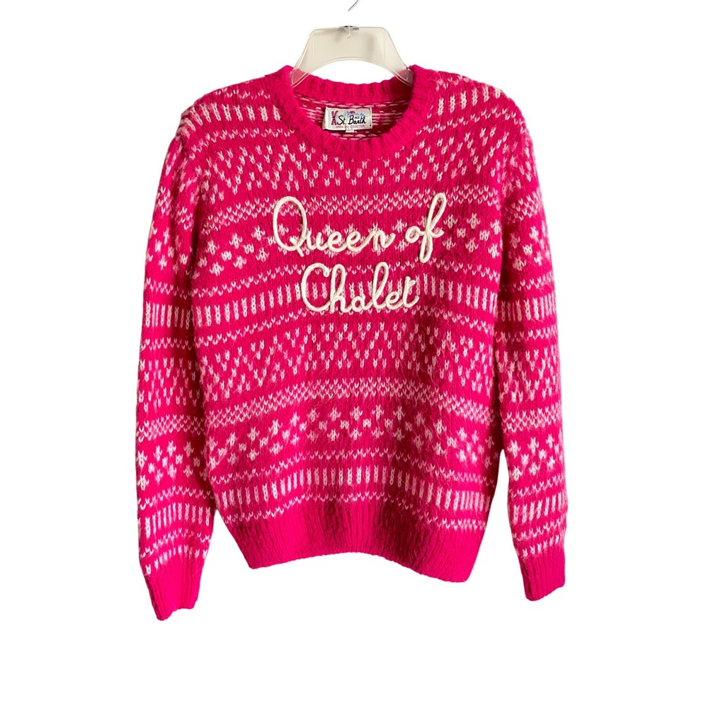 MC2 Saint Barth Queen of Chalet Fair Isle Alpaca Sweater Fuchsia S